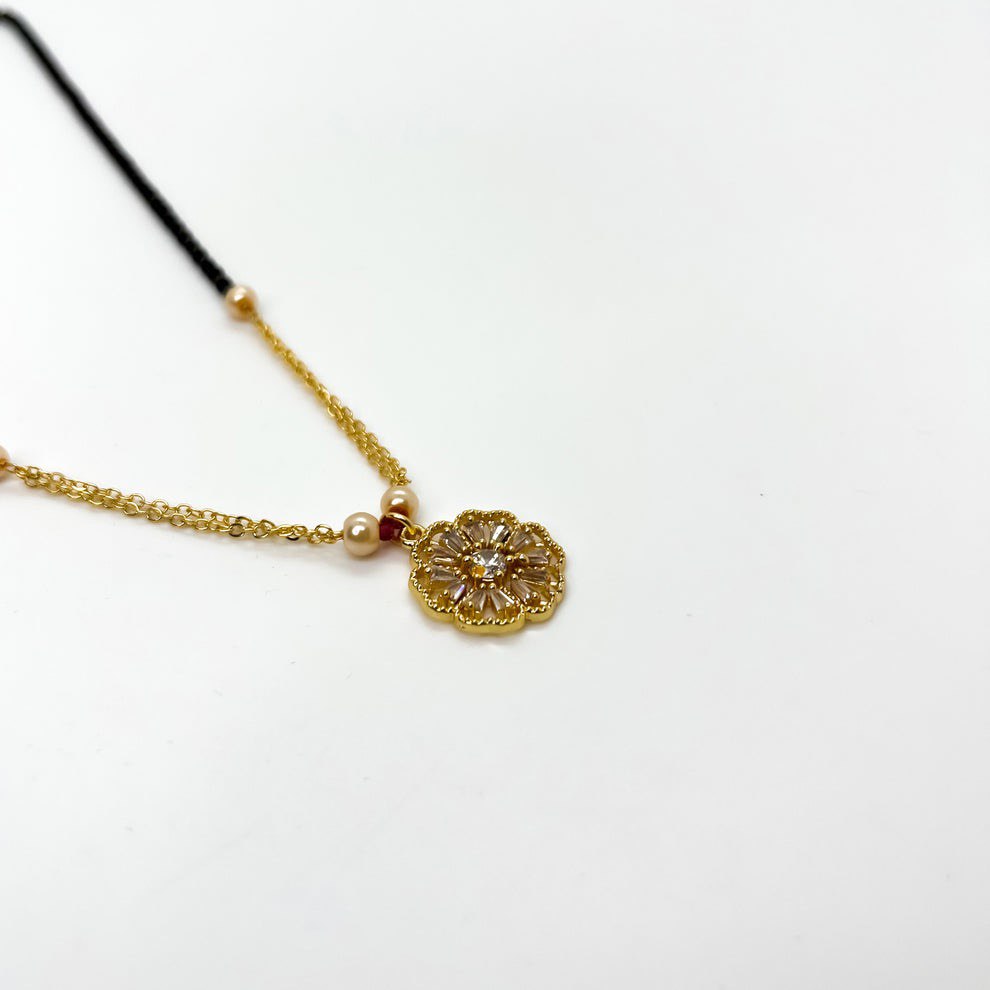 Heart Shaped Diamond Flower Mangalsutra For Women