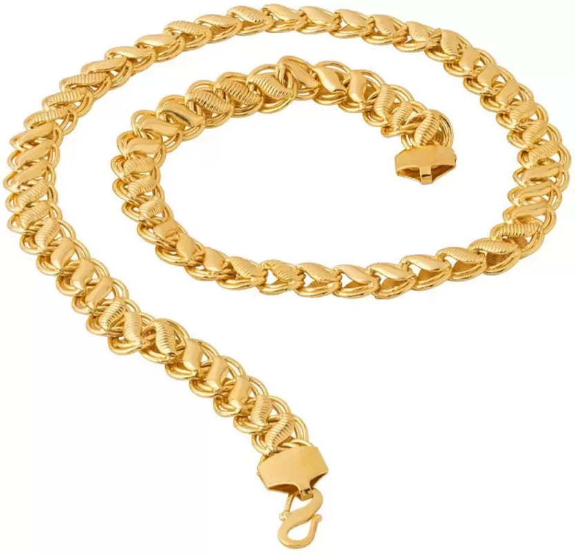 Premimum Quality Beadworks Hand Made Gold Plated Chain for Men's(Chain-22) Gold-plated Plated Brass Chain