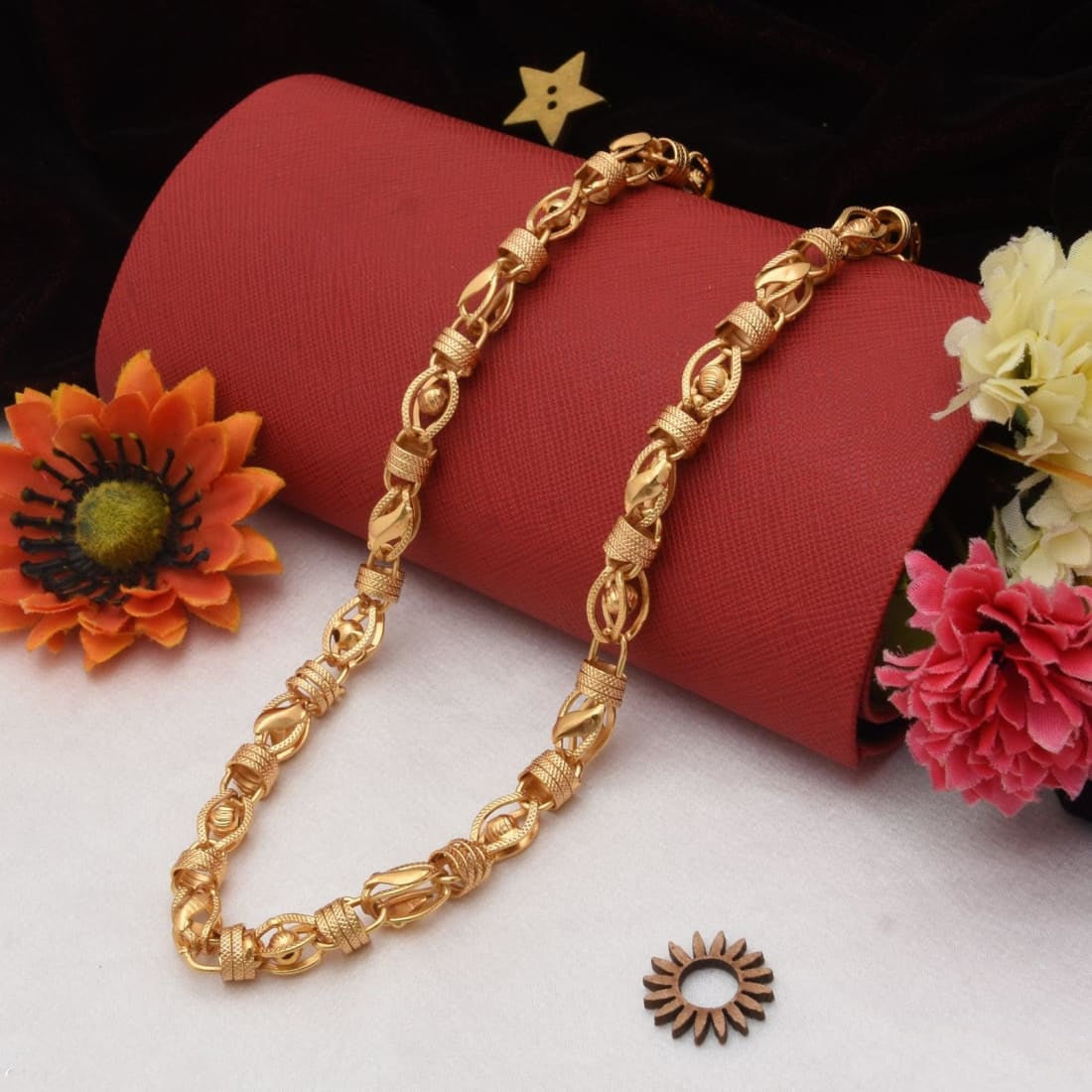 3d - Ball Cube Superior Quality Graceful Design Gold Plated Chain - Style A187