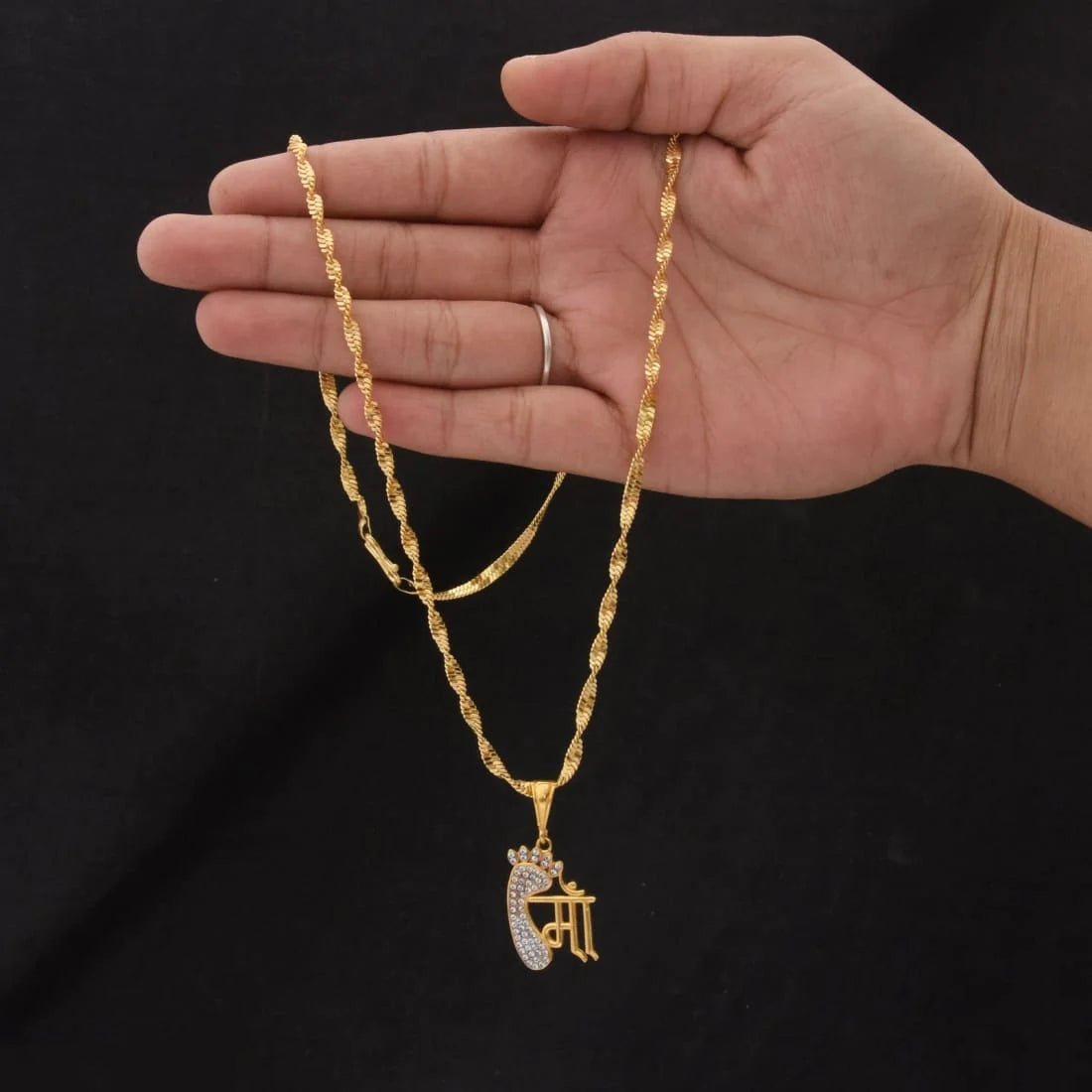 Gold Plated Maa Artisanal Design Chain Pendant Combo For Men