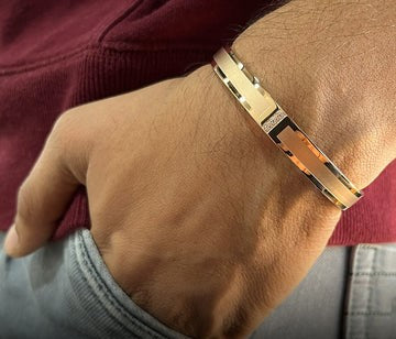 Matte and Shiny Rose Gold Men's Bracelet