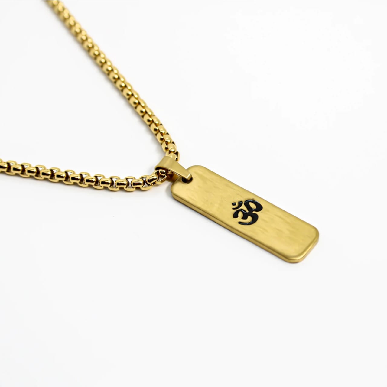 Om Pendant With Matte Finish Gold Stainless Steel Necklace Chain For Men (24 Inch)