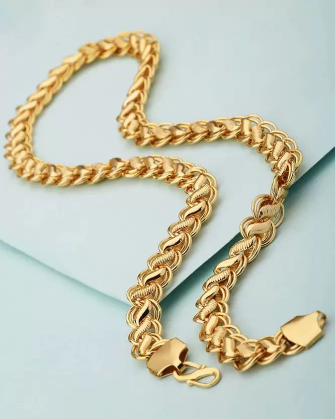 Premimum Quality Beadworks Hand Made Gold Plated Chain for Men's(Chain-22) Gold-plated Plated Brass Chain