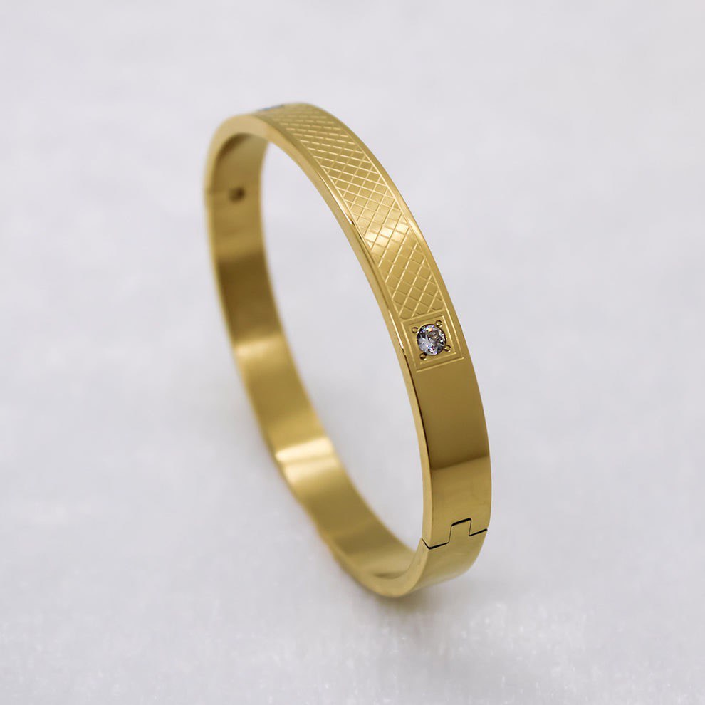 Cross Lined Gold Bracelet for Men's