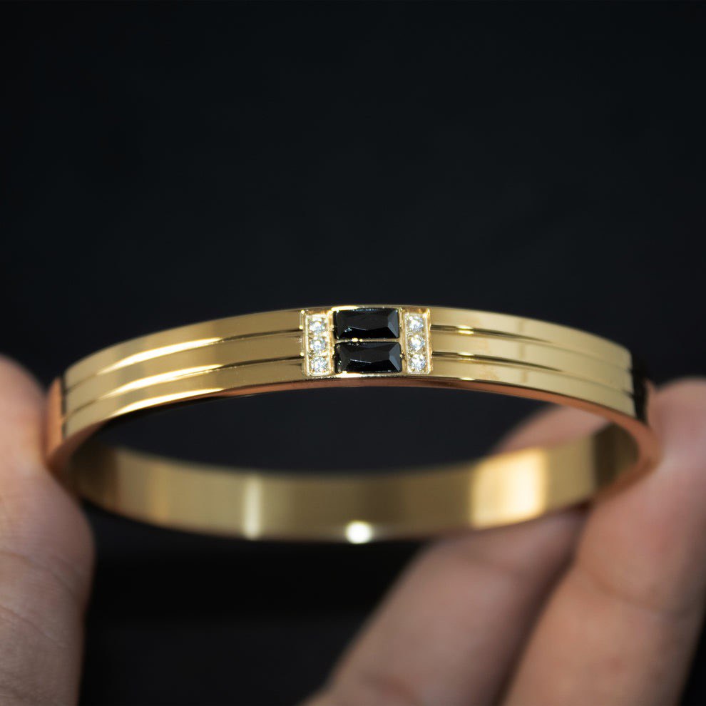 Premium Black Diamond Gold Men's Bracelet