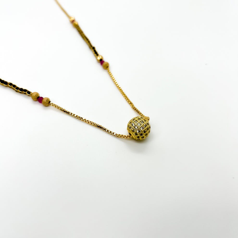 Gold Diamond Ball Mangalsutra For Women