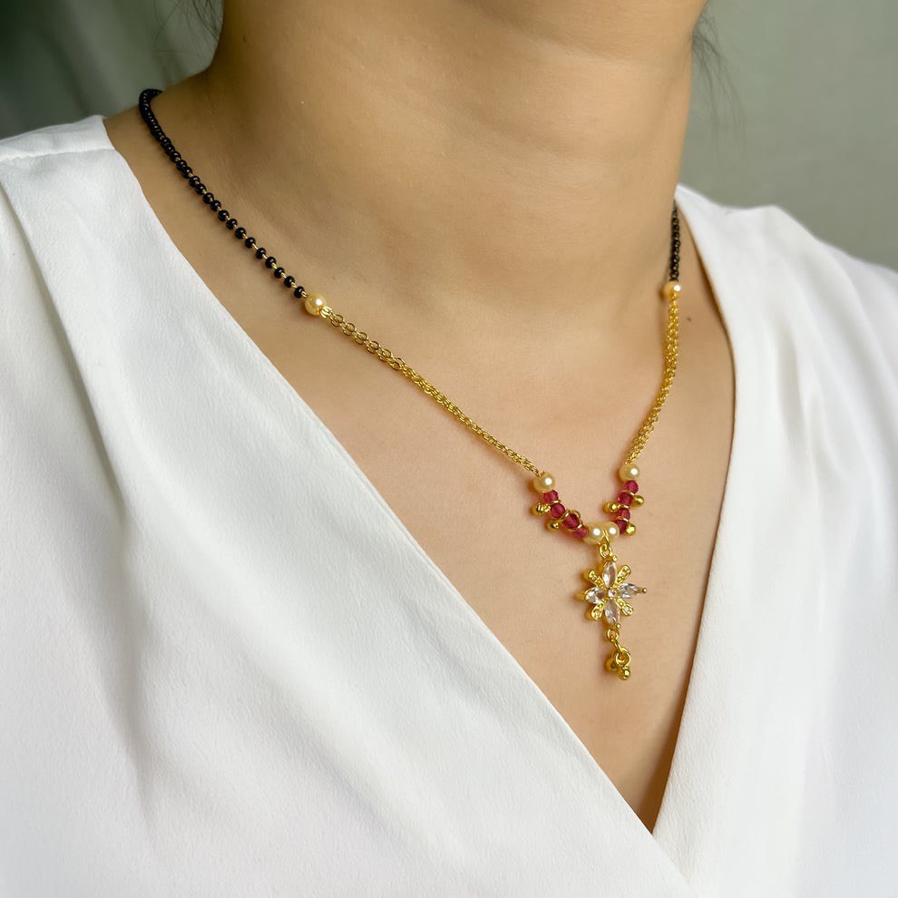 Diamond Flower Mangalsutra For Women