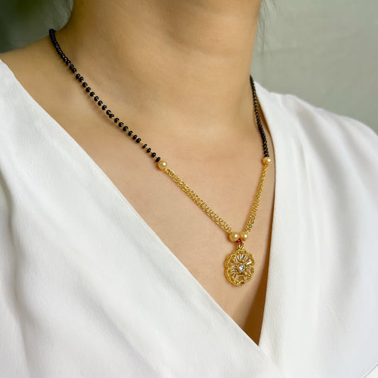 Heart Shaped Diamond Flower Mangalsutra For Women